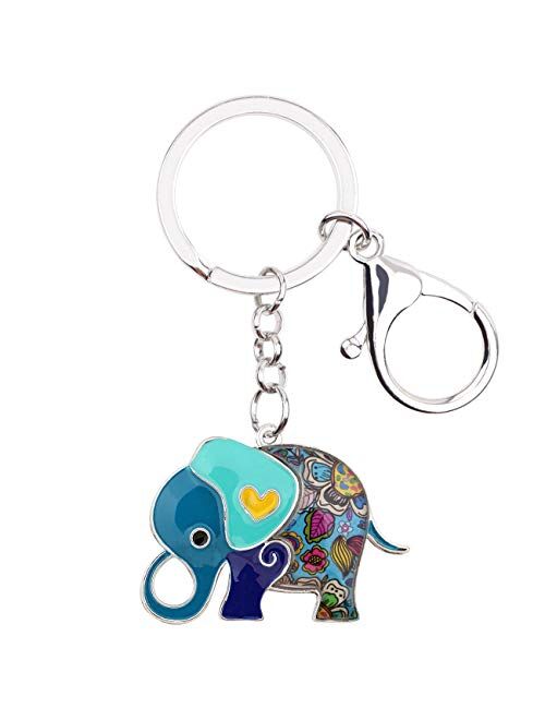 WEVENI Enamel Alloy Anime Elephant Keychains Key Ring Charm Jewelry For Women Girls Lady Bag Car Purse