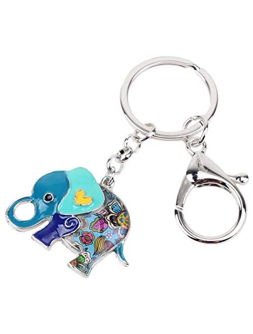 WEVENI Enamel Alloy Anime Elephant Keychains Key Ring Charm Jewelry For Women Girls Lady Bag Car Purse