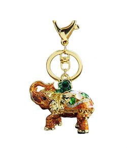 SEVENHOPE Girl Women Opal Rhinestone Elephant Keychain, Purse Bag Charm, Handbag Accessories, Car Key Chain