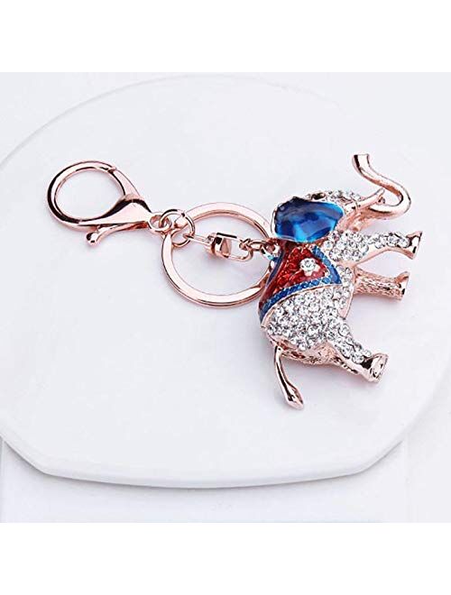 Freedi Colorful Elephant Keychain DIY Metal Rhinestone Key Ring Pendant Bag Accessorie for Women and Girls