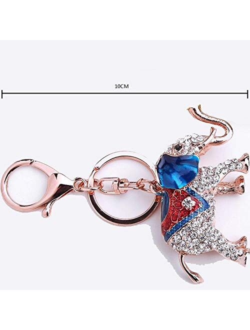Freedi Colorful Elephant Keychain DIY Metal Rhinestone Key Ring Pendant Bag Accessorie for Women and Girls