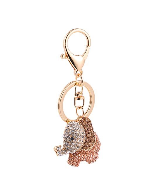 PRETYZOOM Keychain Car Pendant Ornament Bag Pendant Hanging Decorations Colorful Rhinestone Elephant  Shape Design for Friends Kids (Peach Color) Keychain Gift Supplies