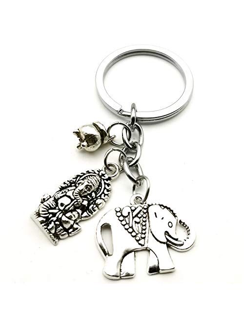 2Pcs New Tribal Ethnic Keychain Unique Bohemian Gift Keychain Incense Burner Jewelry Elephant Car Keychain