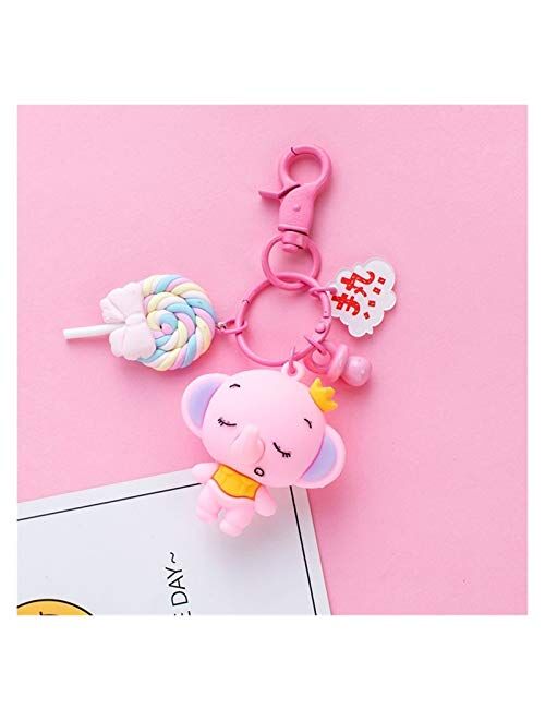 Tojuhyg Key Chain Cute Silicone Baby Elephant Keychain Keyring Female Blue Pink Gray Lollipop Bell Earphone Case Doll Naruto (Color : Red, Size : 10 cm)