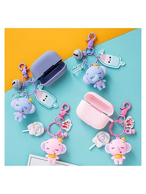 Tojuhyg Key Chain Cute Silicone Baby Elephant Keychain Keyring Female Blue Pink Gray Lollipop Bell Earphone Case Doll Naruto (Color : Red, Size : 10 cm)