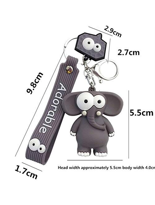 Xunsdzsw Key Chain 2020 New Ugly Cute Big Eye Bull Cute Elephant Key Chain Silicone Cartoon Animal Keyring Bag Pendant (Color : 1)