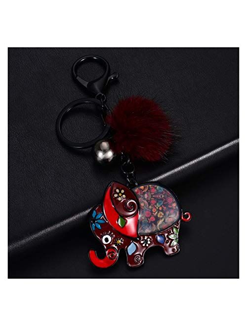 Jiaye Couple Keychains Top Design Metal Animals Elephant Keychain Trendy Bags Car Pendant Key Chain Rings for Men and Women Keyring (Color : Color 4)