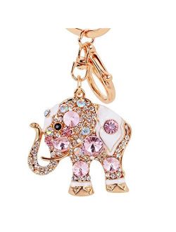 U/K Alloy Key Chain Dripping Oil Diamond Elephant car Key Chain Bag Pendant Small Gift (Color : 6)