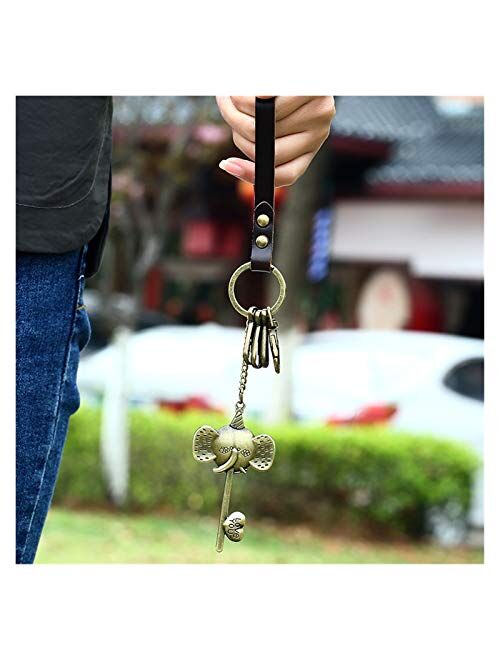 JSJJAWS Key Ring Ornaments Bronze Alloy Elephant Long Nose Heart Shape Love You Car Keychain Girl Bag Key Chain Pendant Backpack Keyring Accessory Gifts Gift (Color : 01)