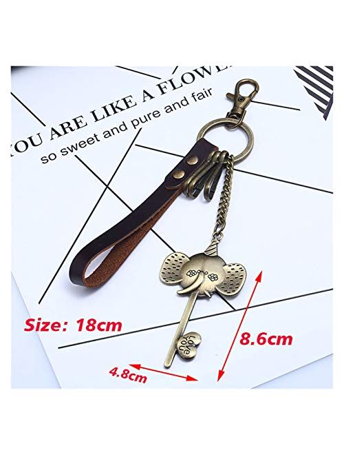 JSJJAWS Key Ring Ornaments Bronze Alloy Elephant Long Nose Heart Shape Love You Car Keychain Girl Bag Key Chain Pendant Backpack Keyring Accessory Gifts Gift (Color : 01)
