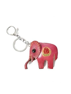 Kytrun Leather Keychain Cute Mini Elephant Key Chains Lovely Girls Key Ring Leather Pink