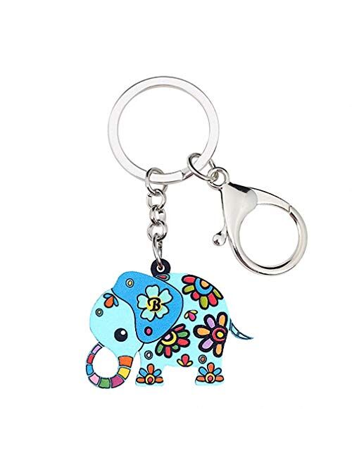 Kytrun Floral Anime Jungle Elephant Key Chain Keychains Pendant Cute Animal Jewelry for Women Girls Party Bag Car Charms Multicolr