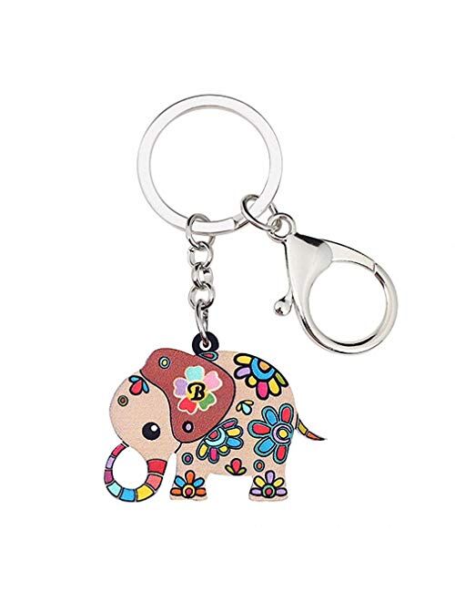 Enamel Alloy Cartoon Jungle Elephant Car Keychains Animal Pendant For Women Gift 