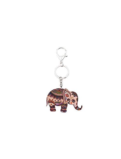 Kytrun Jungle Elephant Jewelry Key Chains Keyrings for Women Girl Bag Driving Car Key Handbag Wallet Charms Keychain Grey