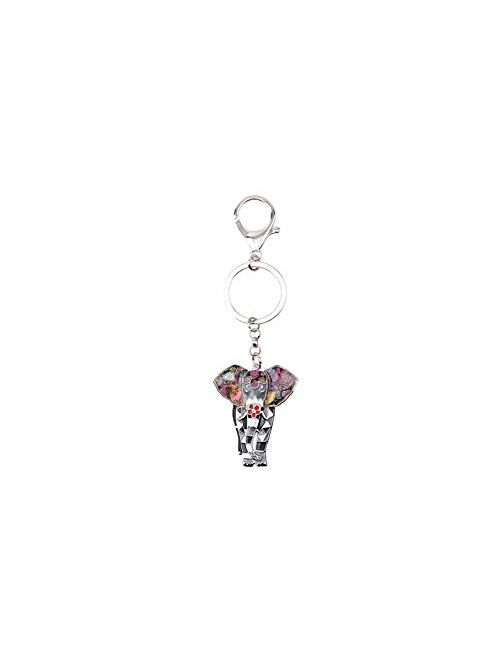 Kytrun Enamel Alloy Mirror Effect Elephant Key Chain Key Ring for Women Handbag Charm Jungle Animal Jewelry Keychain Accessories White