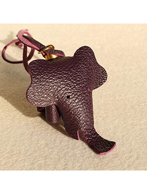 Key Chains - Multicolor Handmade Genuine Leather Cute Funny Lucky Elephant Keychain Pendant Animal Key Chain Women Bag Charm Accessories - by Mct12-1 PCs