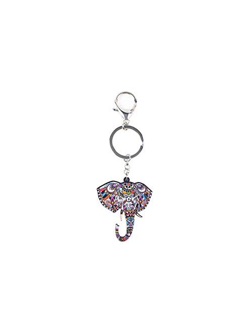 Kytrun Acrylic Elephant Head Key Chain Key Ring Bag Party Charm Car Keychain Accessories Animal Jewelry for Women Black