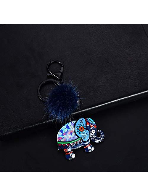 Keychain Jewelry New Lucky Elephant Key Chain for Girl Kid Fashion Metal Animal Key Chains Ring Car Pendant Keyring Keyring (Color : Color 2)