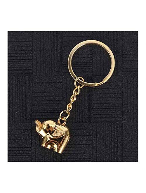 Kytrun 1 pc Style Cute Pet Keychain Elephant Key Rings Silver and Gold Color Gift Metal Animal Keychain Silver