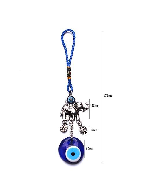 Elephant Girl Keychain Blue Evil Eye Pendant Car Key Rings For Women Men Jewelry Gifts