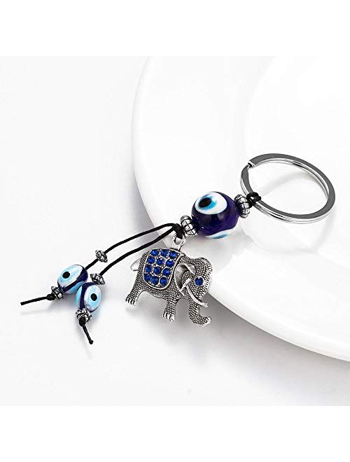 Elephant Evil Eye Charms Eye Beads Amulet Car Keychain Lucky Decoration Jewelry Accessories