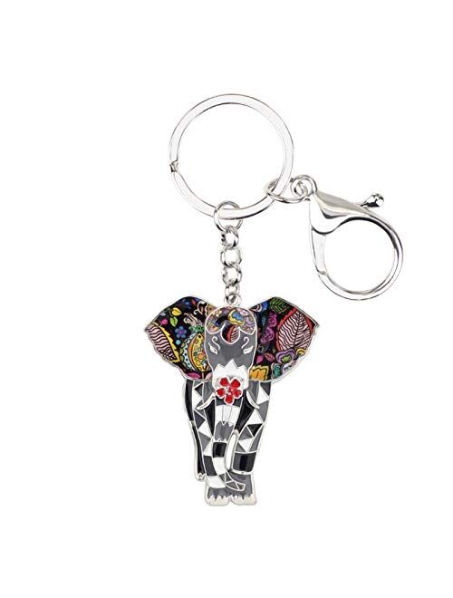 Keychain Enamel Alloy Jungle Animal Elephant Key Chain Key Ring for Women Bag Handbag Charm Jewelry Keychain Girl Accessories (Color : Blue)