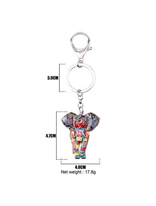 Keychain Enamel Alloy Jungle Animal Elephant Key Chain Key Ring for Women Bag Handbag Charm Jewelry Keychain Girl Accessories (Color : Blue)
