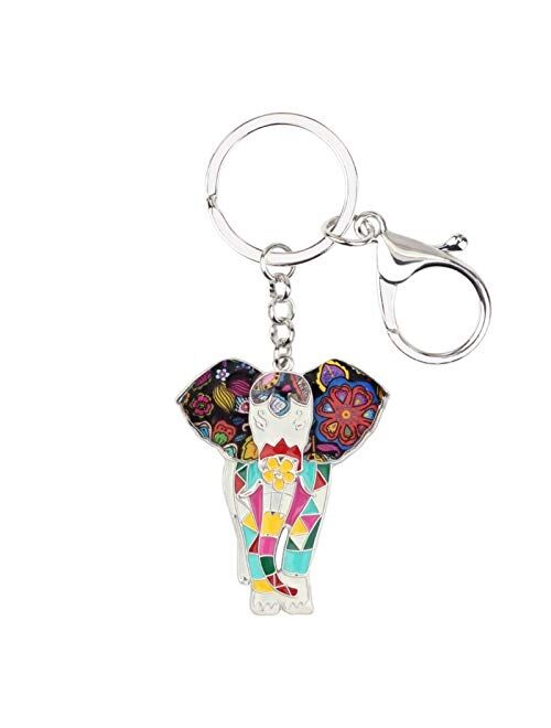 Keychain Enamel Alloy Jungle Animal Elephant Key Chain Key Ring for Women Bag Handbag Charm Jewelry Keychain Girl Accessories (Color : Blue)