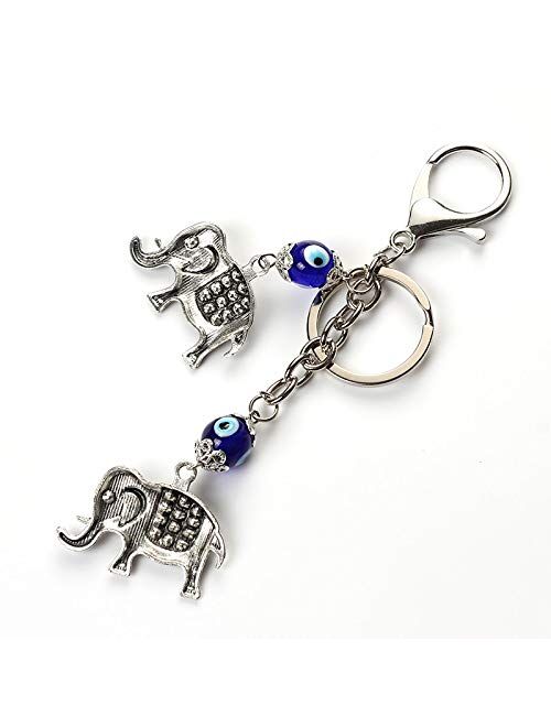 Blue Evil Eye Elephant Keychain Crystal Elephant Pendent Key Chain Car Key Chain Lobster Buckle Jewelry Gifts