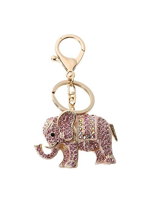 U/S Charm Pendant Lucky Mascot Elephant Keychain Bling Keyring Bag Purse Buckle Car Keys Holder Jewelry Gift for Women 3 Colors (Color : 02)