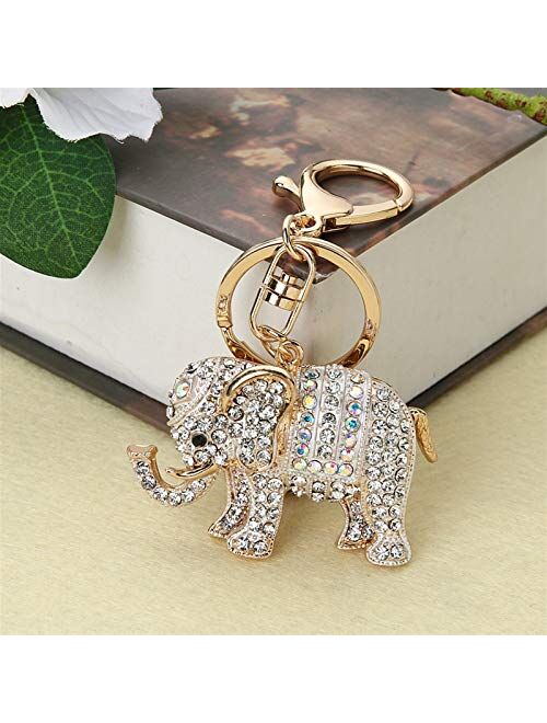 U/S Charm Pendant Lucky Mascot Elephant Keychain Bling Keyring Bag Purse Buckle Car Keys Holder Jewelry Gift for Women 3 Colors (Color : 02)