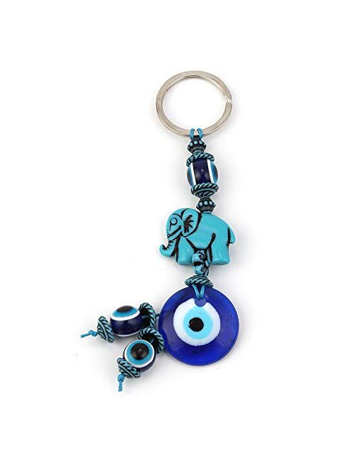 Keychains 1Pc Turkey Evil Eye Blue Keychain 4 Style Resin Animal Fish Elephant Butterfly 14Mm Evil Eye Blue Beads With Glass Round Eye Key
