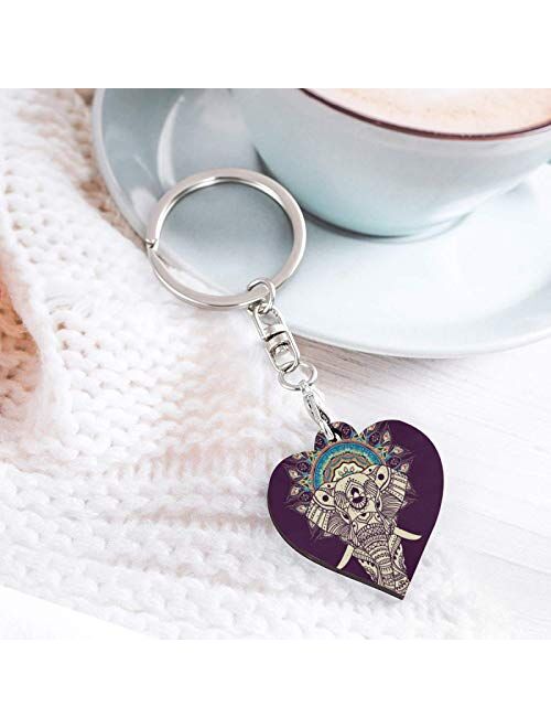 Keychain Indian Beautiful Map in Elephant Stainless Steel Car Key Chain Rings Round For Women Men Girls
