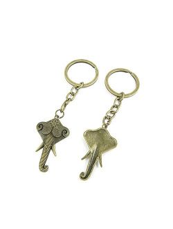 1 Pieces Antique Bronze Keychain Key Chain Tags Keyring Ring Jewelry Making Charms Supplies KC0872 Thai Elephant