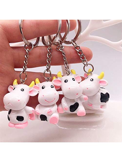 JZYZSNLB Keychain Keychain 3D Resin Cattle Key Chain Cartoon Cute Car Keyring Girls Pendant Fun Toys Kids Animal Keyring Gift (Color : C)