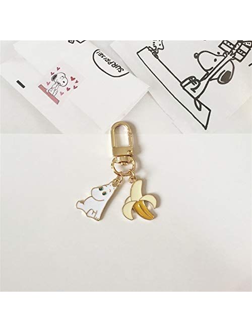 JZYZSNLB Keychain Key Chain Cute Metal Bag Car Accessories Keychains Keyring for Girls Women Pendant Promotional Gift Trinket (Color : White, Size : 6 cm)