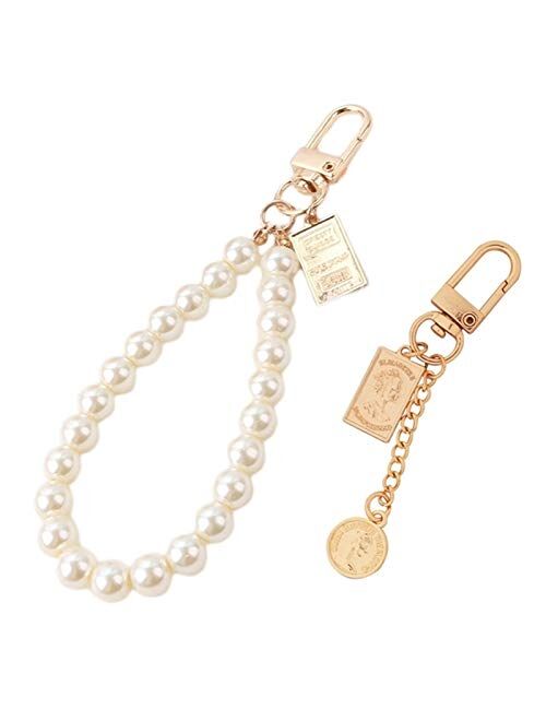 JZYZSNLB Keychain New Creative Ancient Coin Pearl Keychain for Women Ladies Bag Pendant Accessories (Color : 1)
