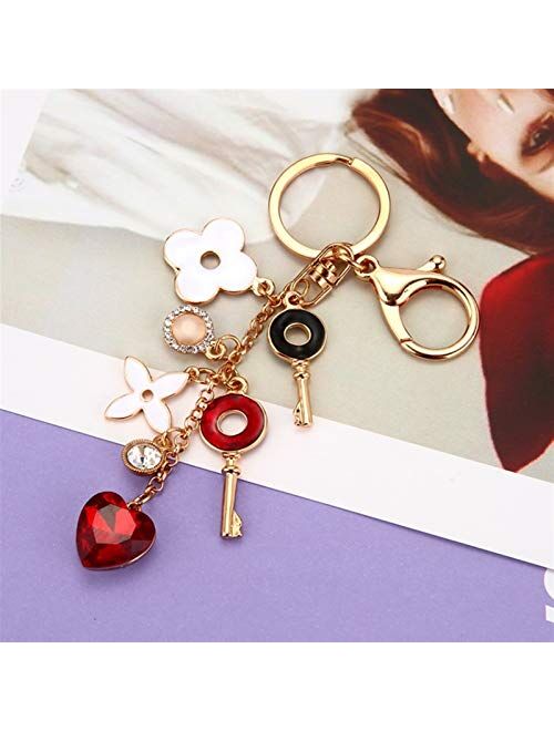 JZYZSNLB Keychain Keychain Fashion Heart-Shaped Rhinestones Keychain Flower Key Ring Bag car Pendant Jewelry Women's Gift (Color : Beautiful Keychain)