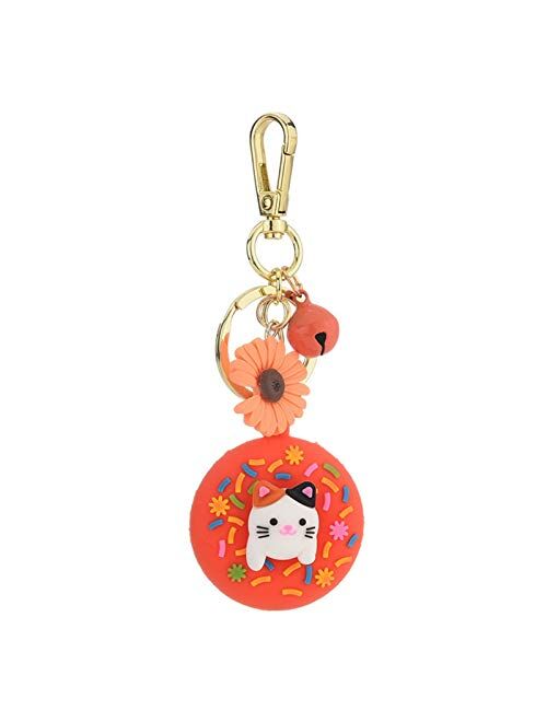 JZYZSNLB Keychain Cute Cartoon Animals Donut Keychain Jewelry Accessory Bag Pendant Creative Car Keyring Couple Small Gifts (Color : 3)