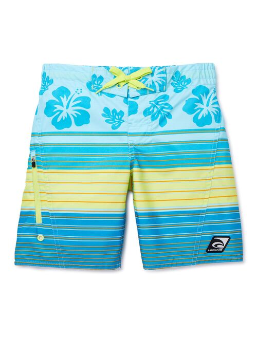 Laguna Boys 8-20 UPF 50 Tropical Stripe Zippered Pocket Swim Trunks