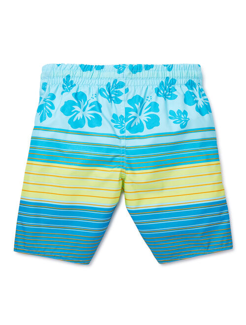 Laguna Boys 8-20 UPF 50 Tropical Stripe Zippered Pocket Swim Trunks