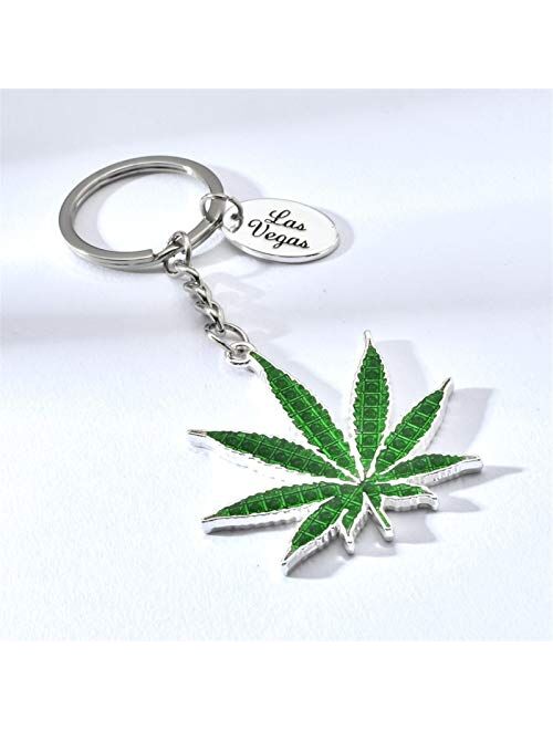 JZYZSNLB Keychain Green Maple Leaf Key Chain Luxury Keychain for Women Bags Accessories Zinc Alloy Plant Keychains Romantic Lovers Gift (Color : Leaf)