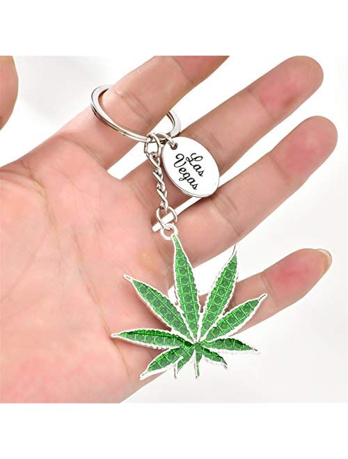 JZYZSNLB Keychain Green Maple Leaf Key Chain Luxury Keychain for Women Bags Accessories Zinc Alloy Plant Keychains Romantic Lovers Gift (Color : Leaf)