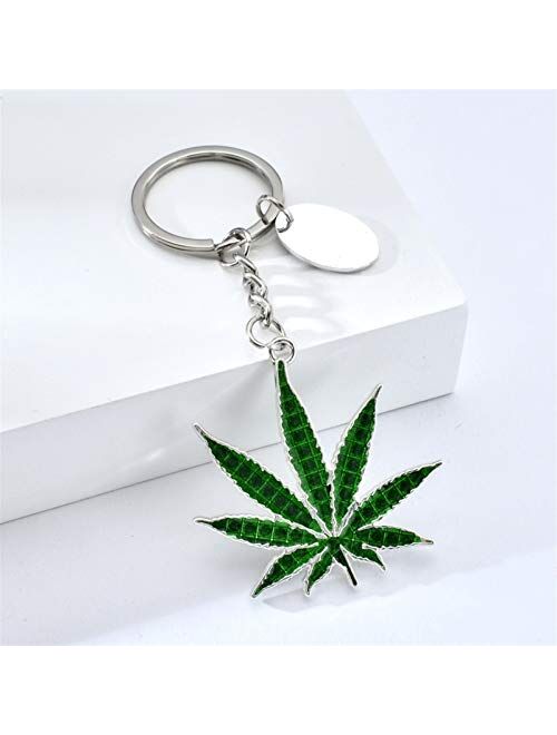 JZYZSNLB Keychain Green Maple Leaf Key Chain Luxury Keychain for Women Bags Accessories Zinc Alloy Plant Keychains Romantic Lovers Gift (Color : Leaf)