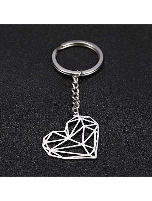 JZYZSNLB Keychain Fashion Hollow Heart Charm Car Keychain Keyring Women Stainless Steel Key Chains Holder Pendant for to Bag Gift (Color : Heart Key Chain)