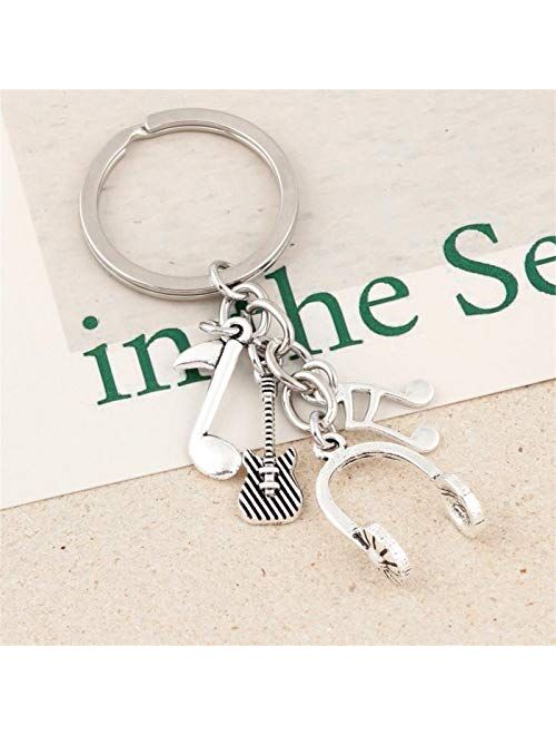 JZYZSNLB Keychain 1Pc Music DJ Headset Keychain Guitar Musical Note Keyring Gifts for Men Women Gift Jewelry DIY Supplies (Color : E2581)
