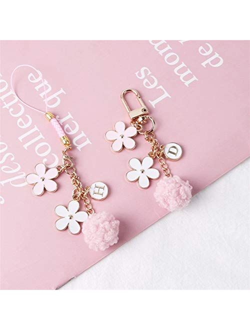 JZYZSNLB Keychain Flower Keychain Keyring for Women Girl Jewelry Pink Flower Cute Bag Car Key Holder Keyring Gifts (Color : 02)