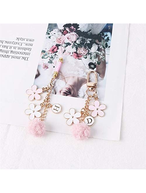 JZYZSNLB Keychain Flower Keychain Keyring for Women Girl Jewelry Pink Flower Cute Bag Car Key Holder Keyring Gifts (Color : 02)