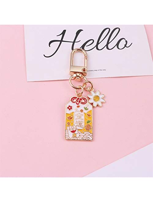 JZYZSNLB Keychain Keychain Portable Lucky Fortune Ornament Women Metal Car Bag Trinkets (Color : Blue Bless)
