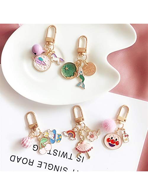 JZYZSNLB Keychain Metal Ballet Girls Unicorn Astronaut Spaceman Keychain Keyring Accessories Case Protective Cover Bag Keyrings (Color : 004, Size : 6 cm)